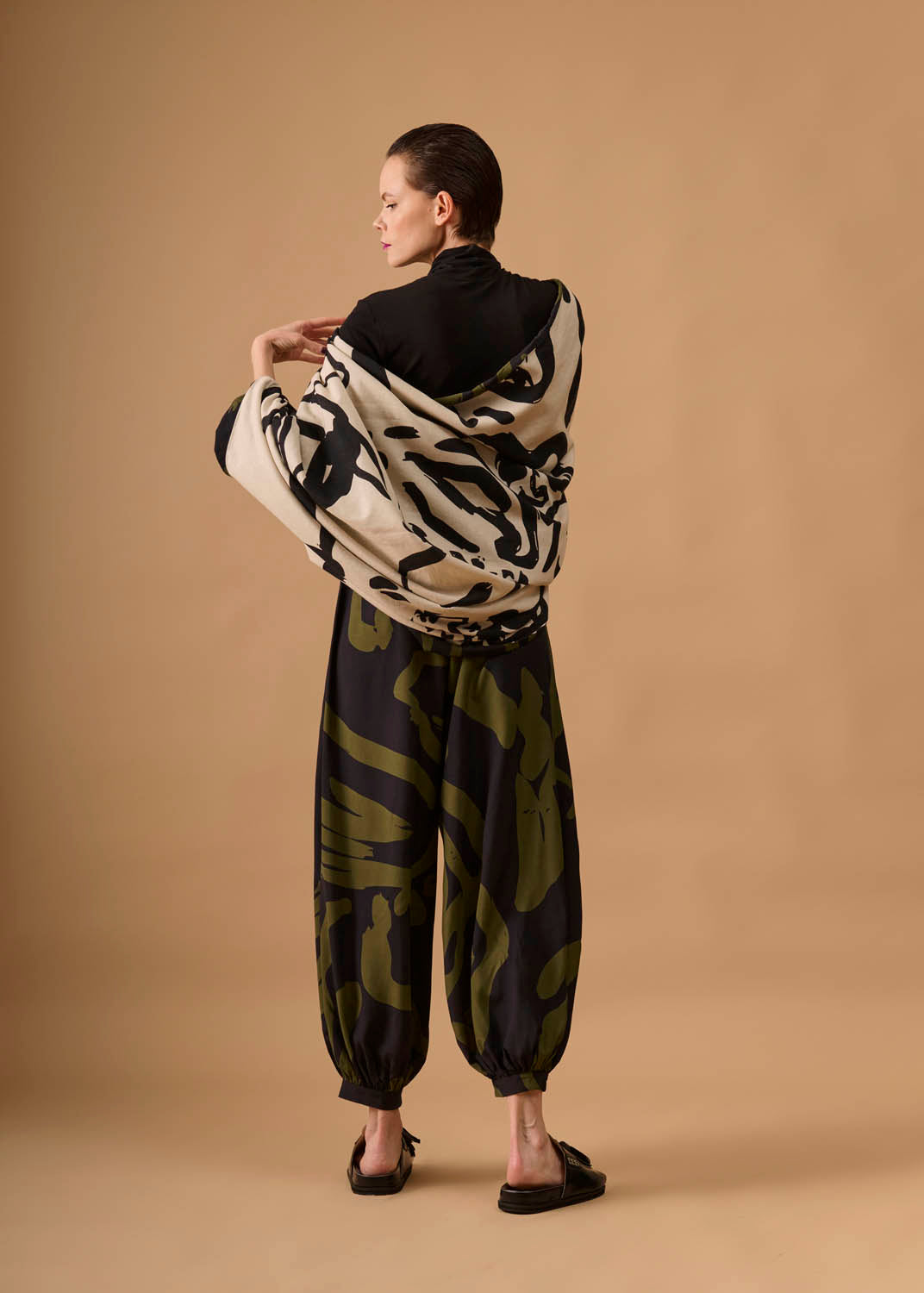 Casaco Quadrado Viscose/Linho Estampado