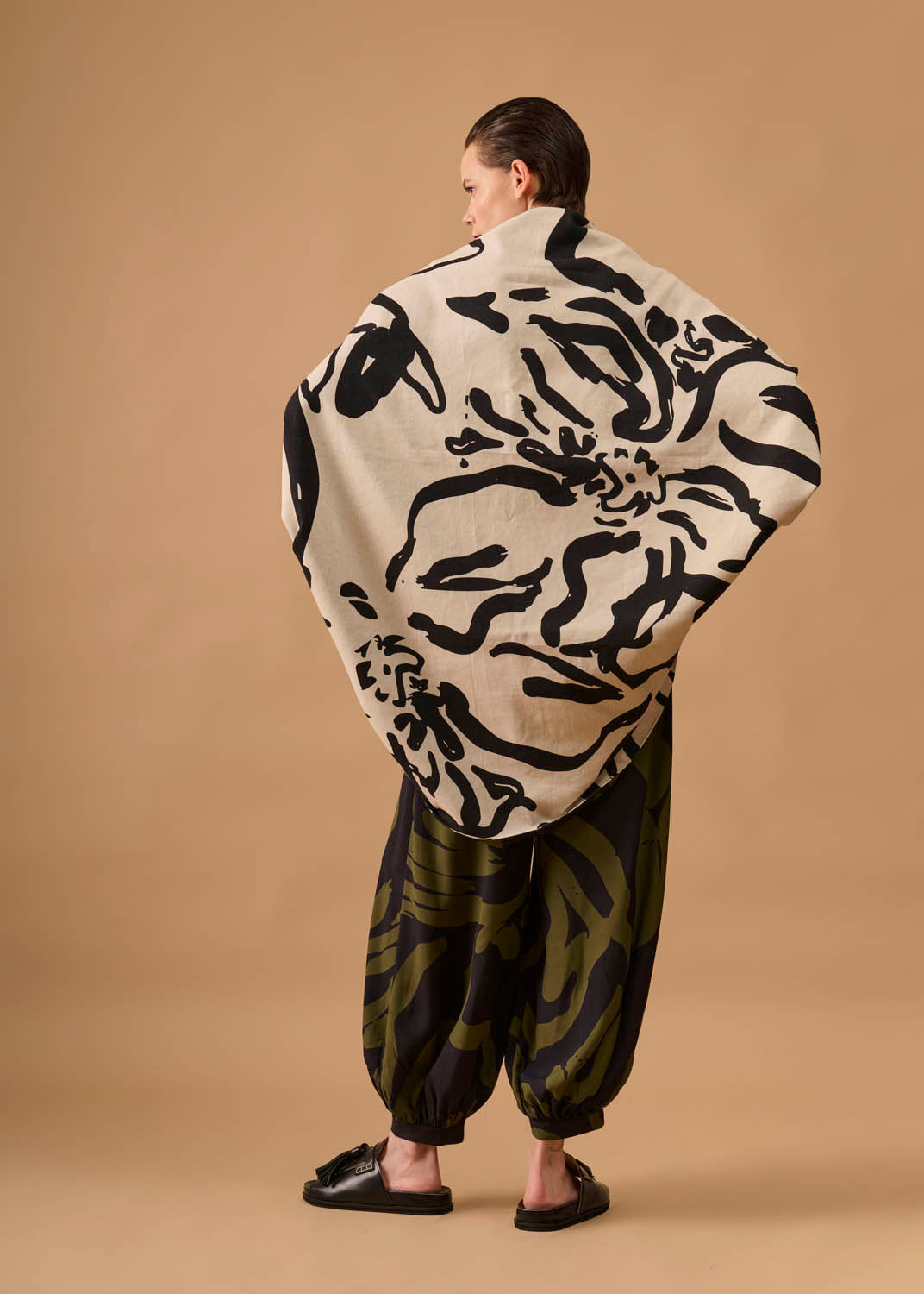 Casaco Quadrado Viscose/Linho Estampado