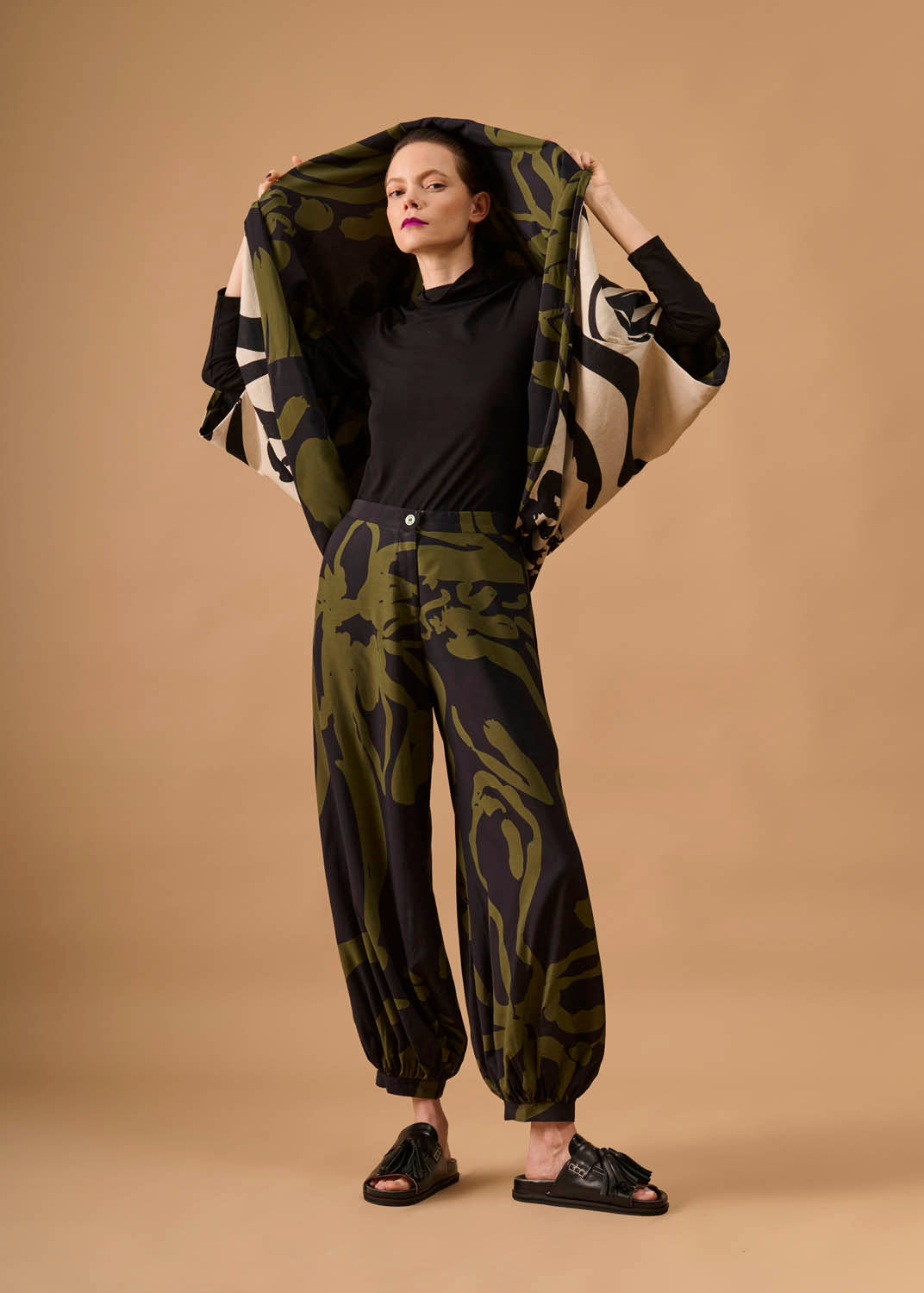 Casaco Quadrado Viscose/Linho Estampado