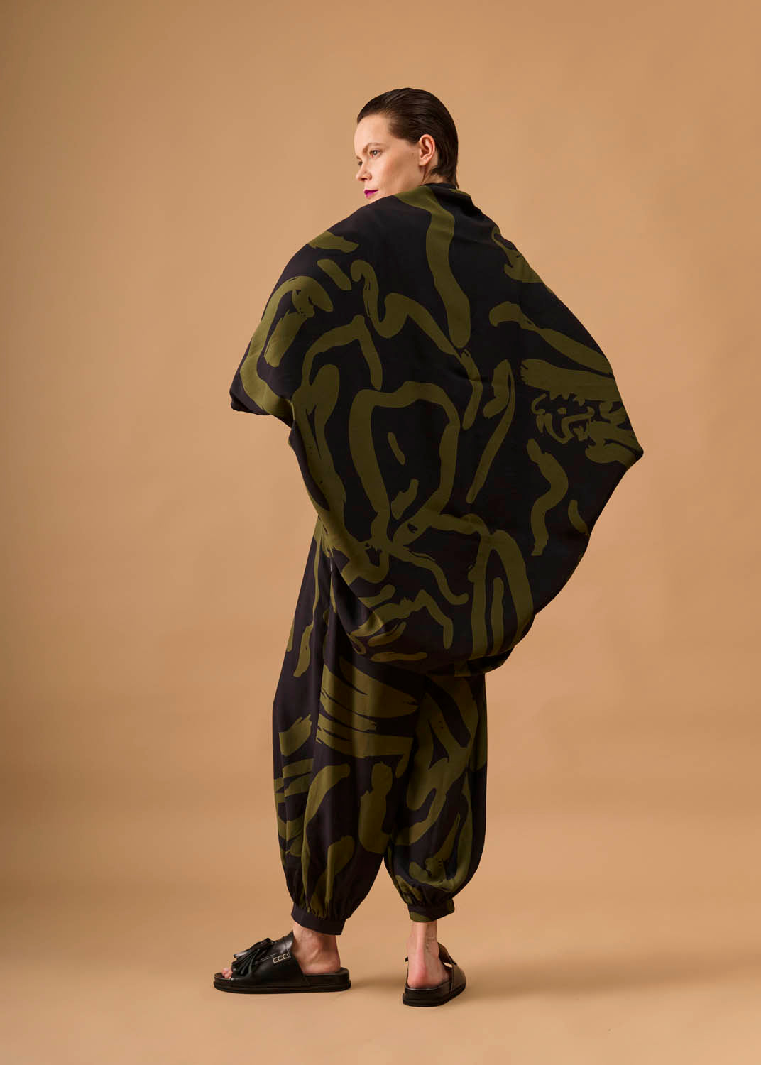 Casaco Quadrado Viscose/Linho Estampado