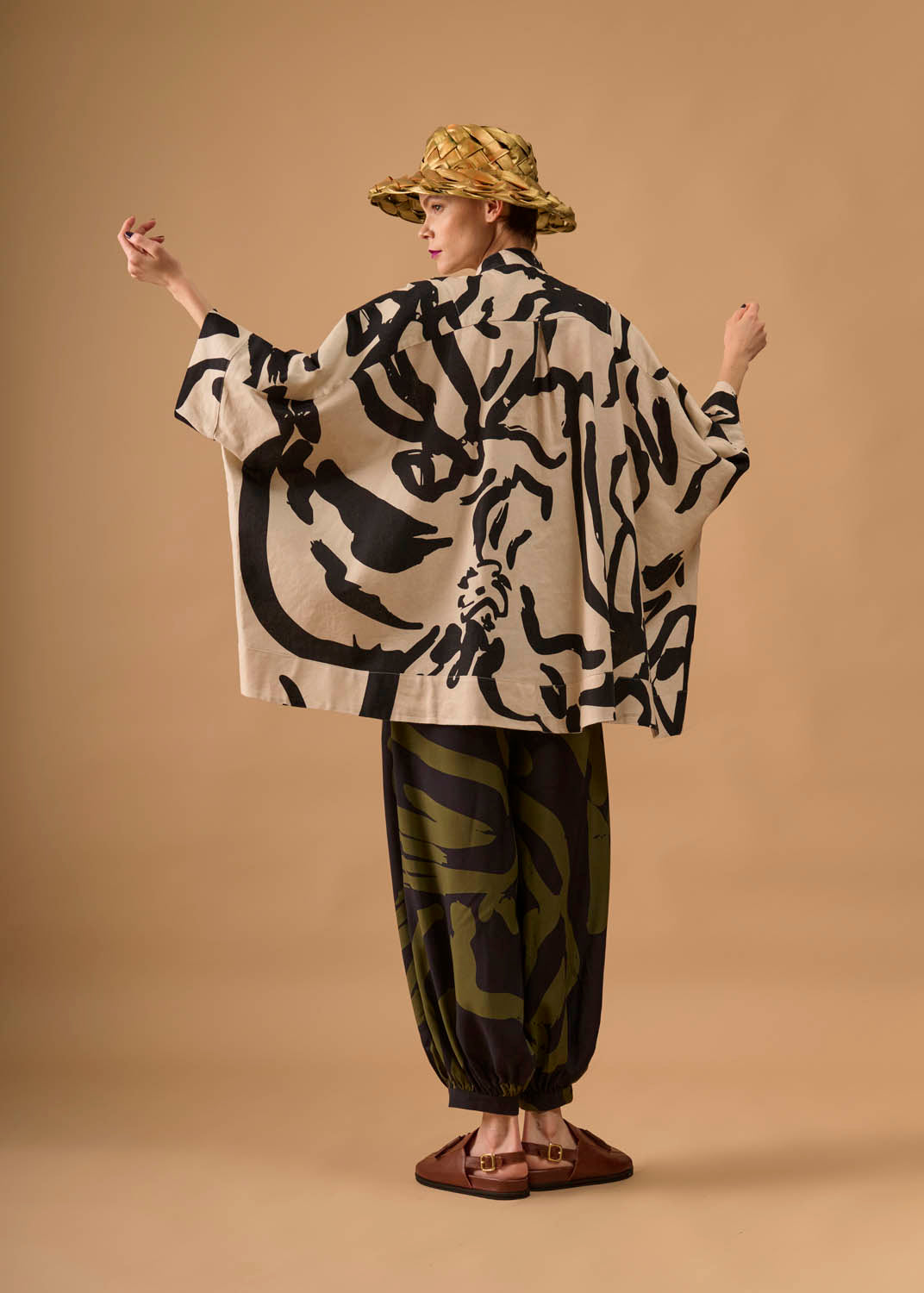 Camisa Moldura Linho Estampado