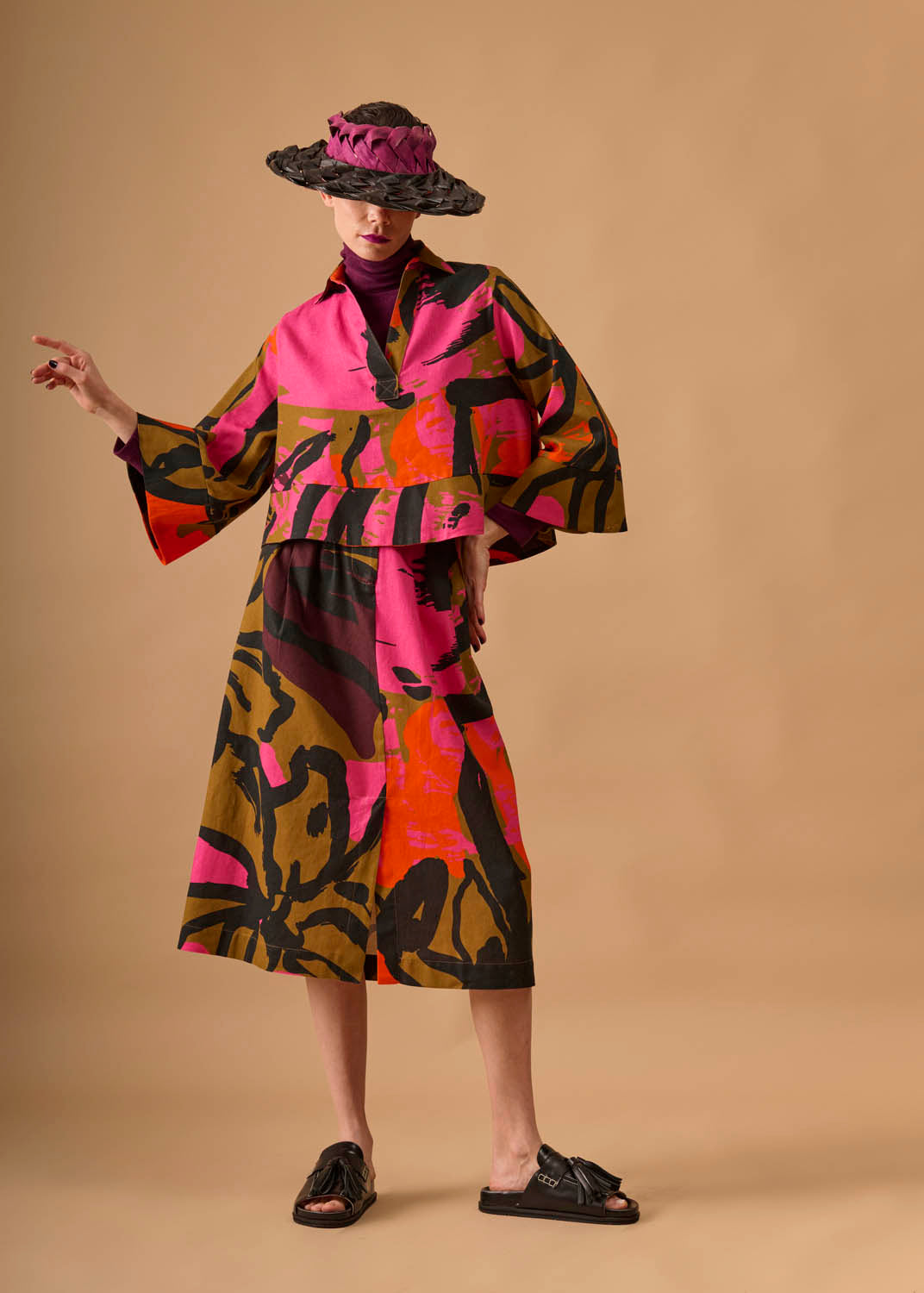 Cropped A Linho Estampado