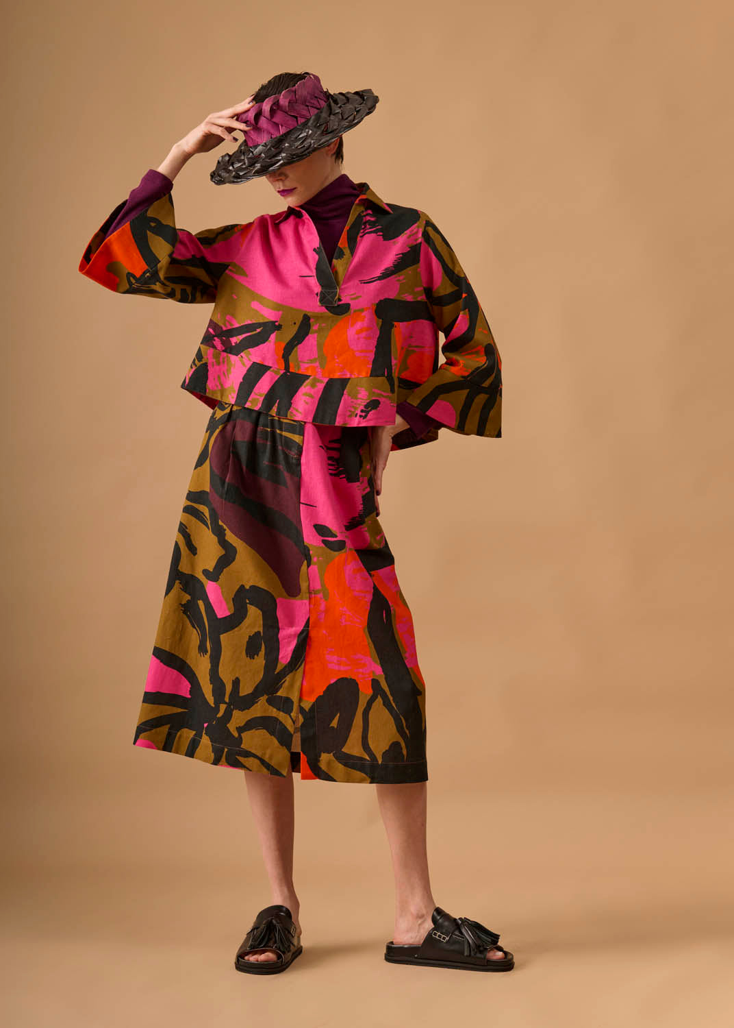 Cropped A Linho Estampado