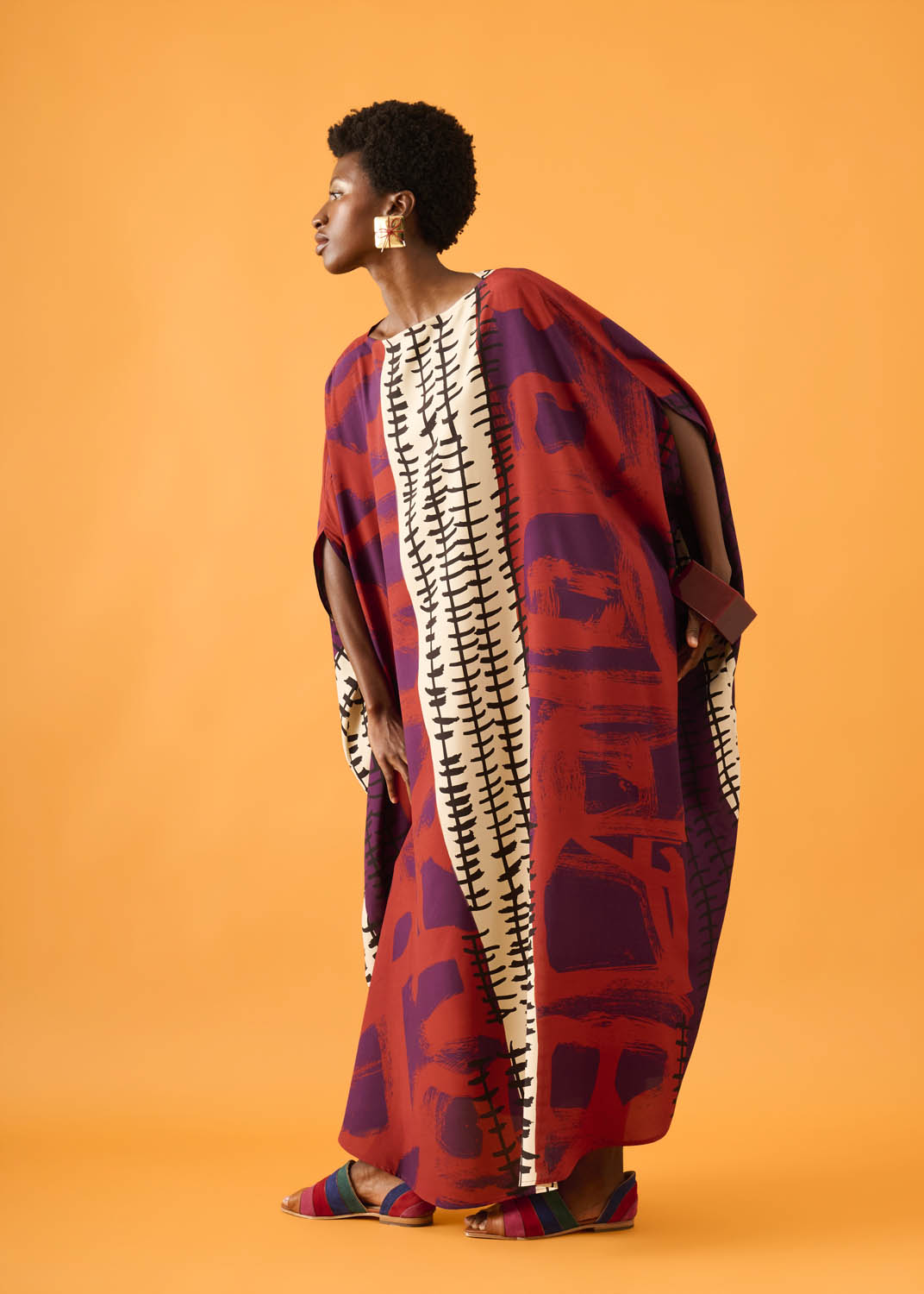 Caftan Bola Longo Viscose Estampado