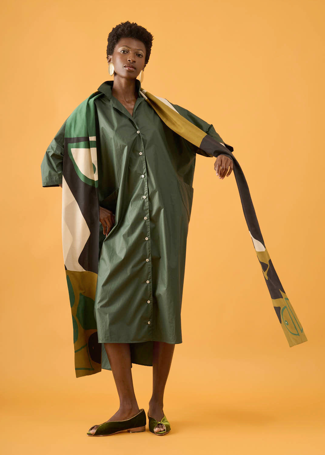 Chemise Retangulo Algodão Liso