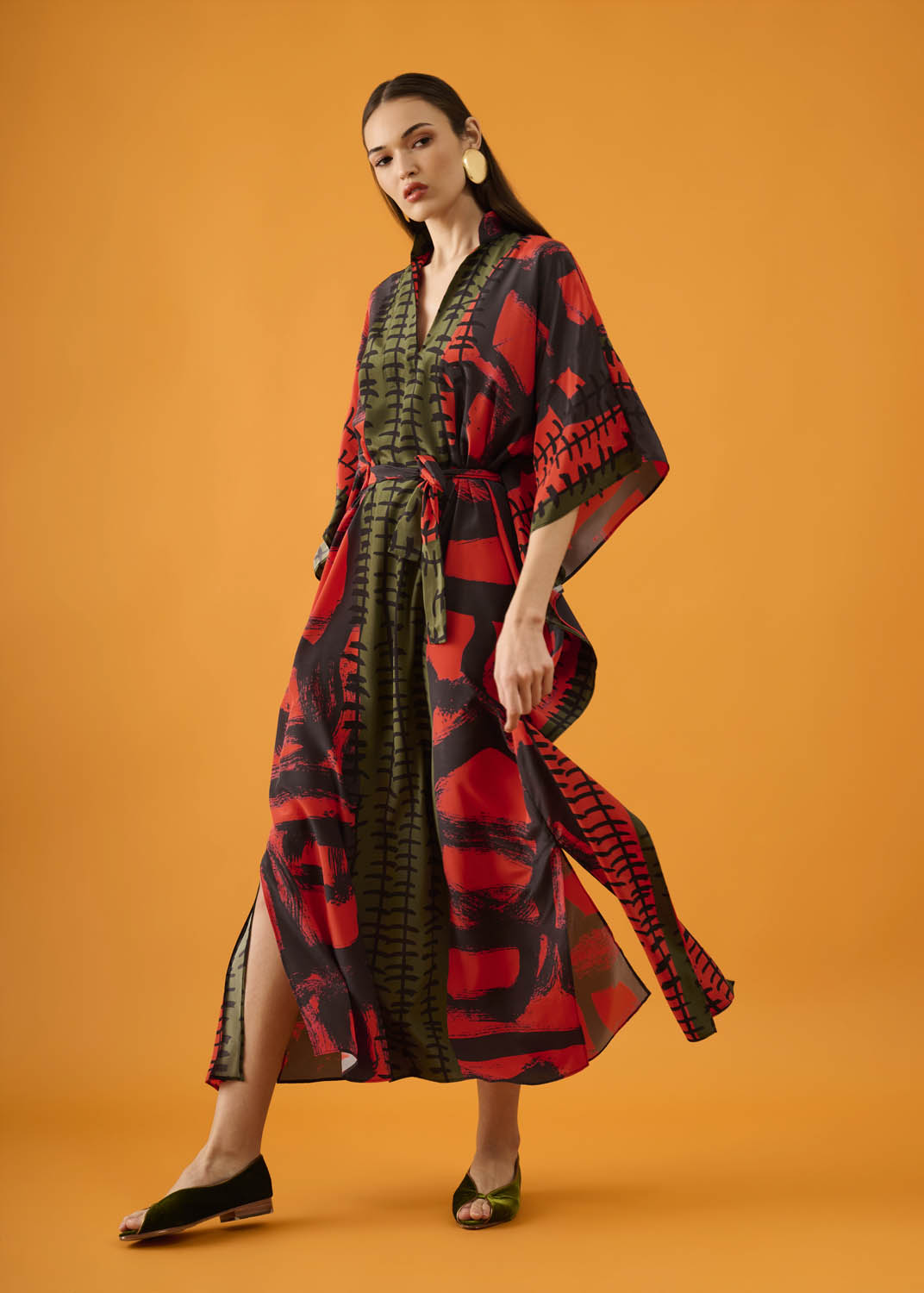 Vestido Asa Seda Estampado