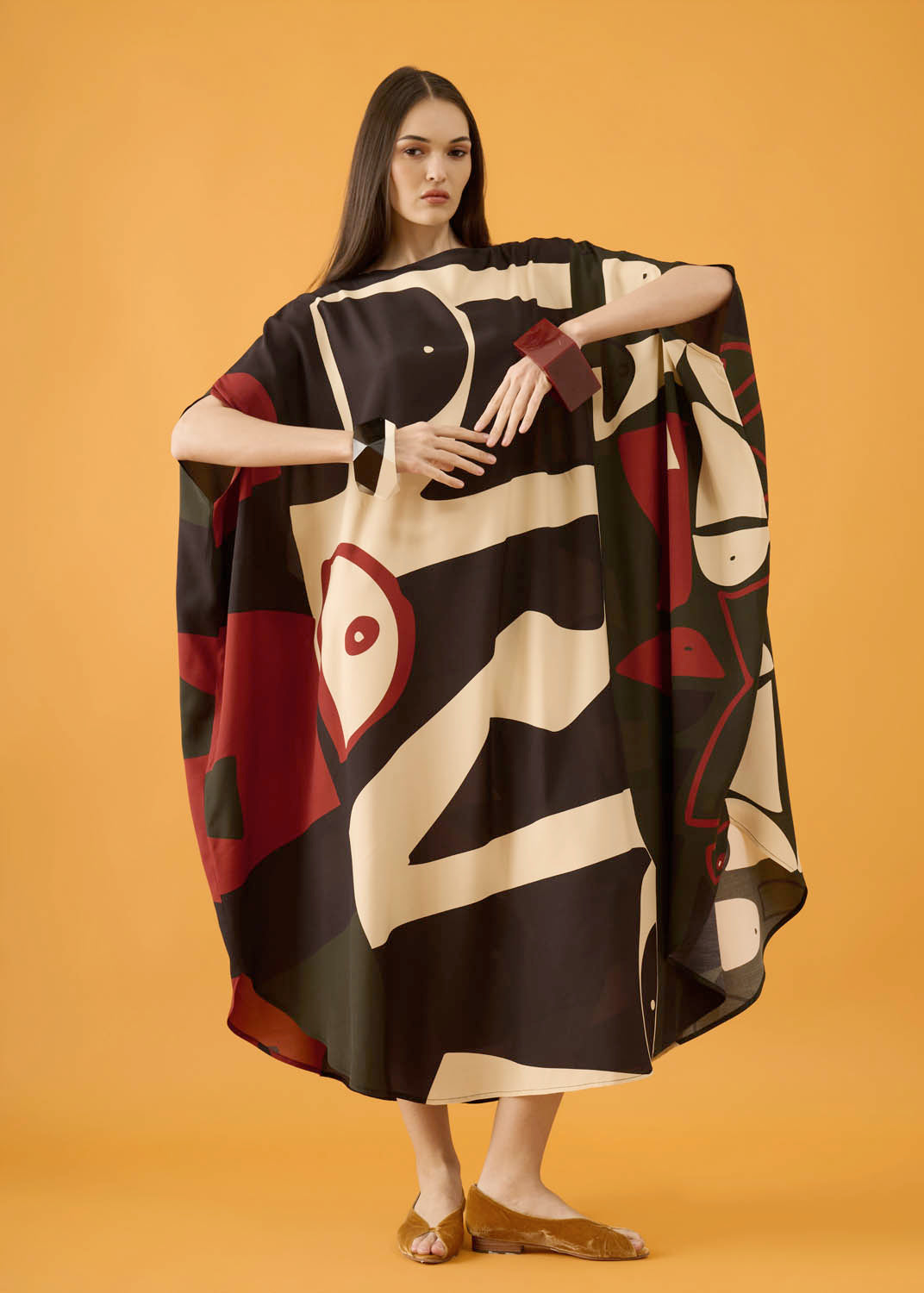 Caftan Bola Longo Viscose Estampado