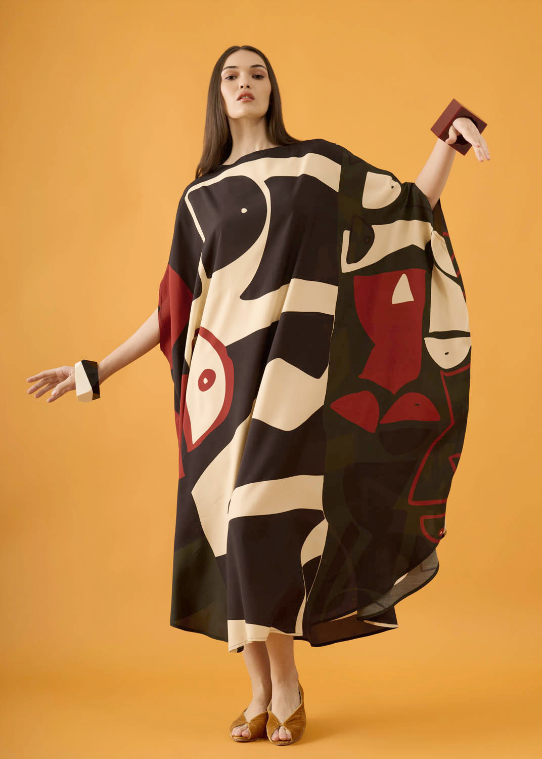 Caftan Bola Longo Viscose Estampado