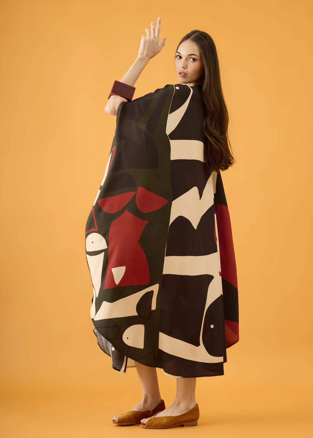 Caftan Bola Longo Viscose Estampado