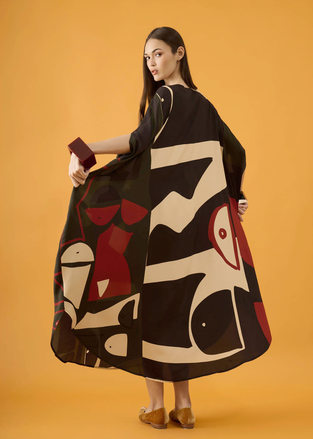 Caftan Bola Longo Viscose Estampado