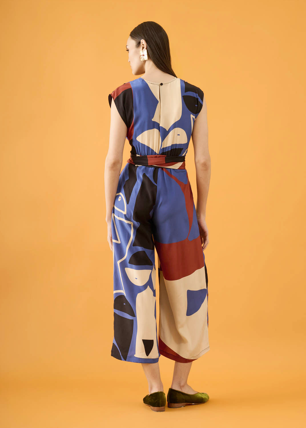 Macacão Opereta Seda Estampado