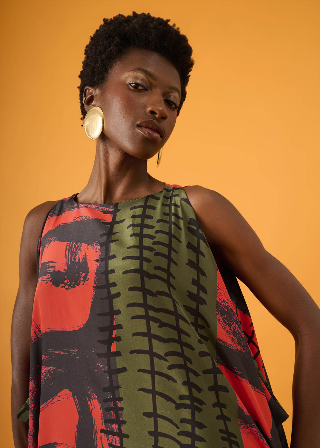 Vestido Tuba Seda Estampado