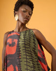 Vestido Tuba Seda Estampado