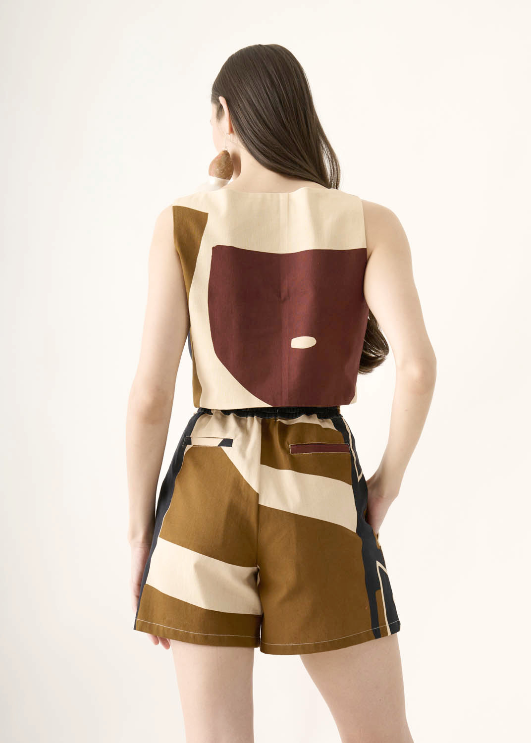 Shorts Triângulo Linho Estampado