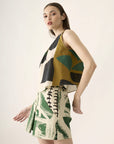 Shorts Triângulo Linho Estampado