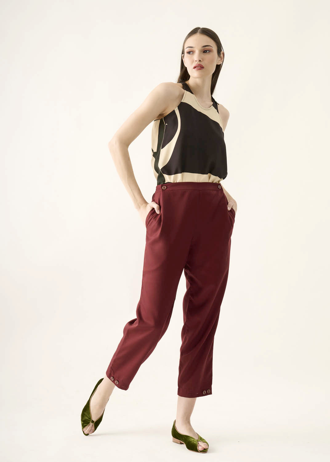 Calça Caseado Lyocell Liso