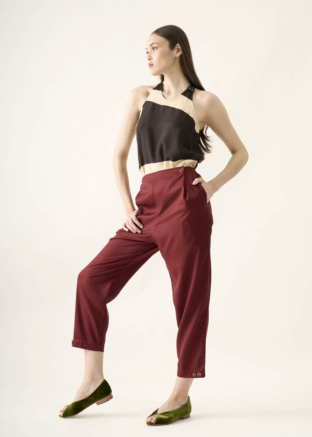 Calça Caseado Lyocell Liso