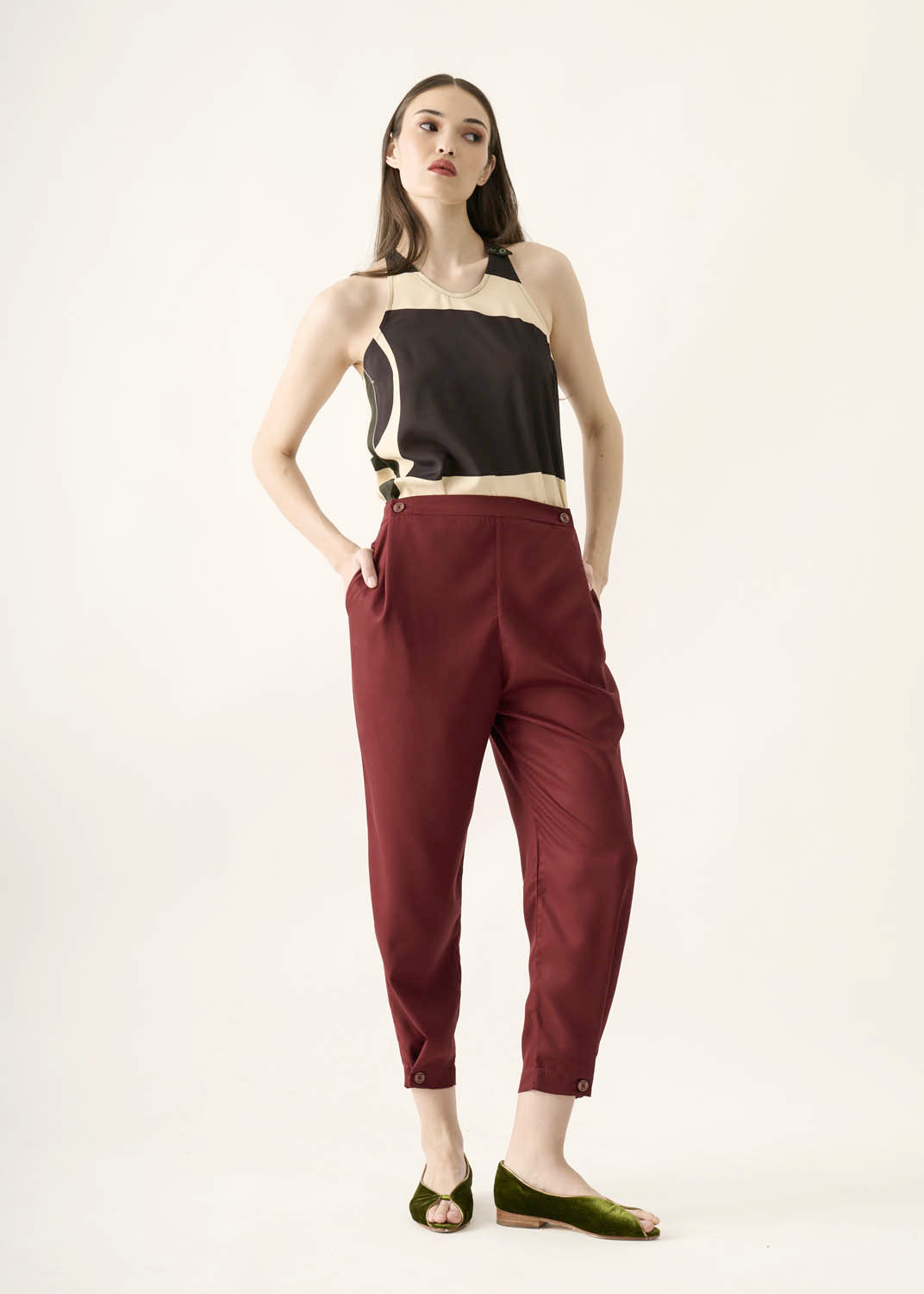 Calça Caseado Lyocell Liso