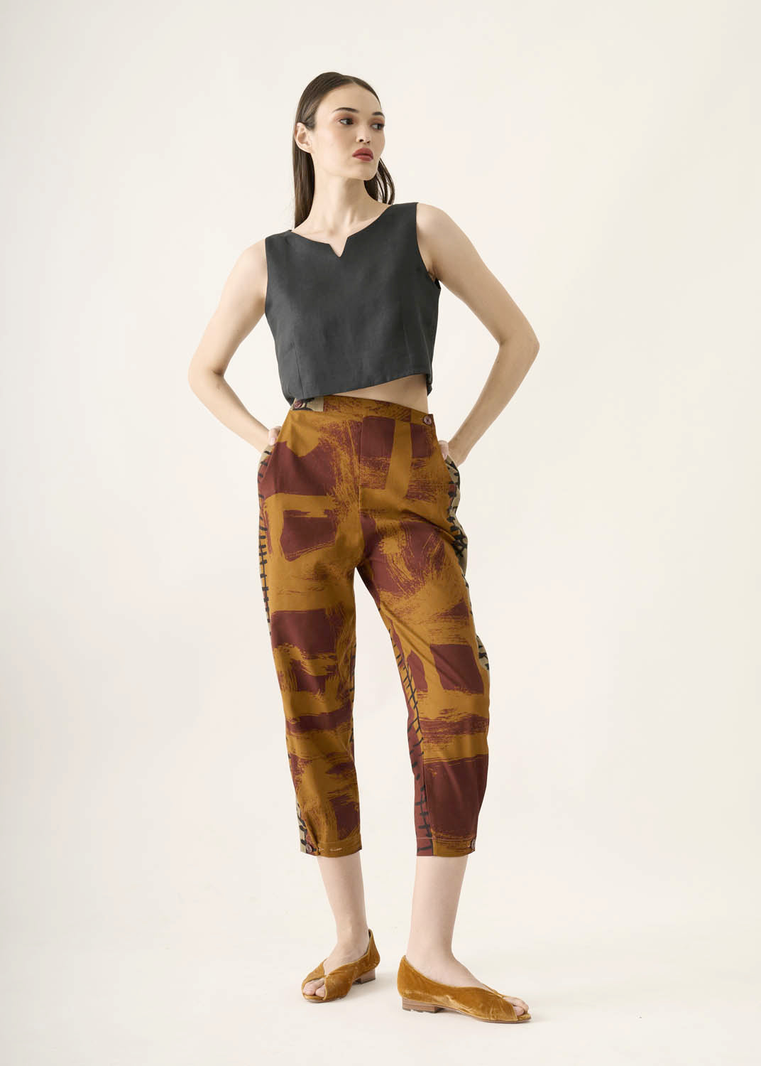 Calça Caseado Linho Estampado