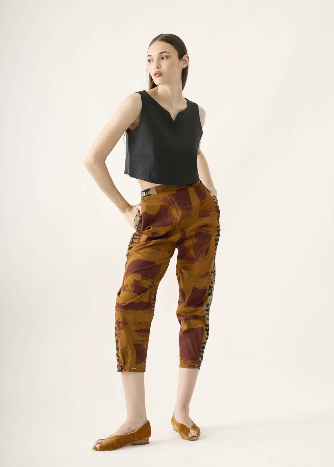 Calça Caseado Linho Estampado