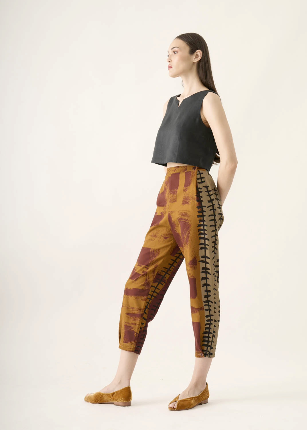 Calça Caseado Linho Estampado