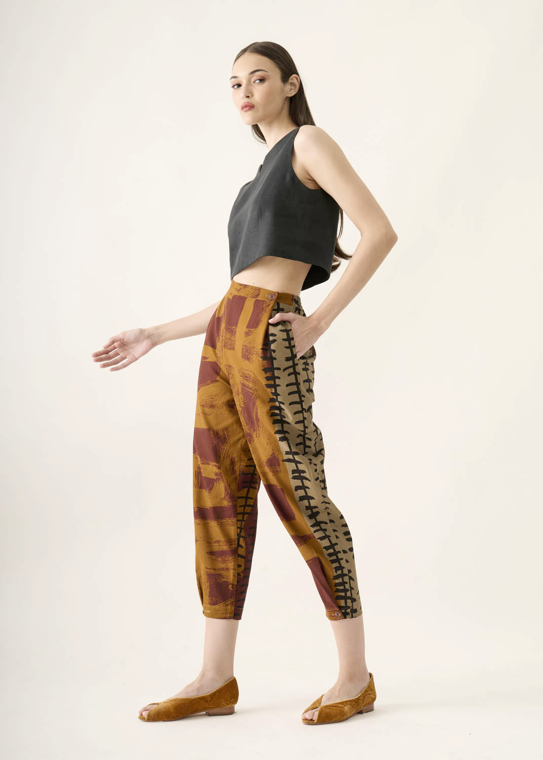 Calça Caseado Linho Estampado
