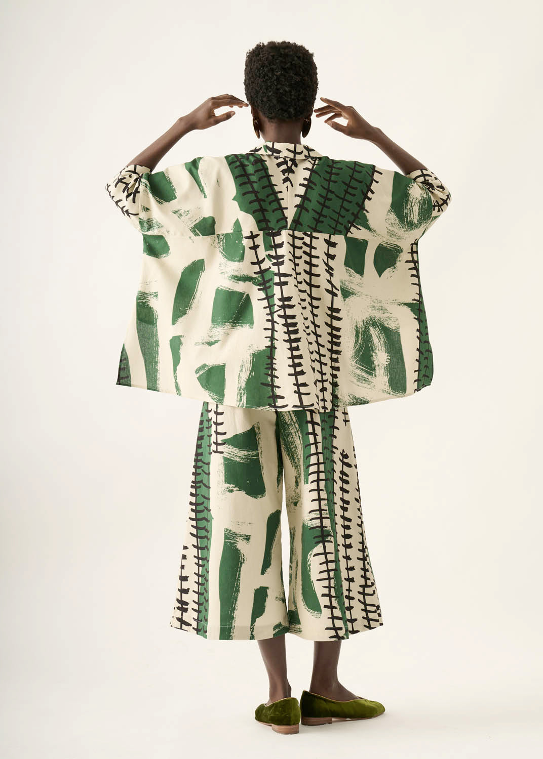 Cropped Quadrado Linho Estampado