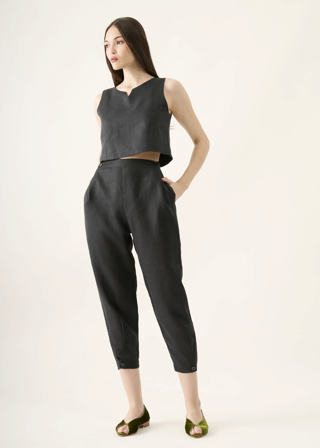 Cropped V Linho Liso