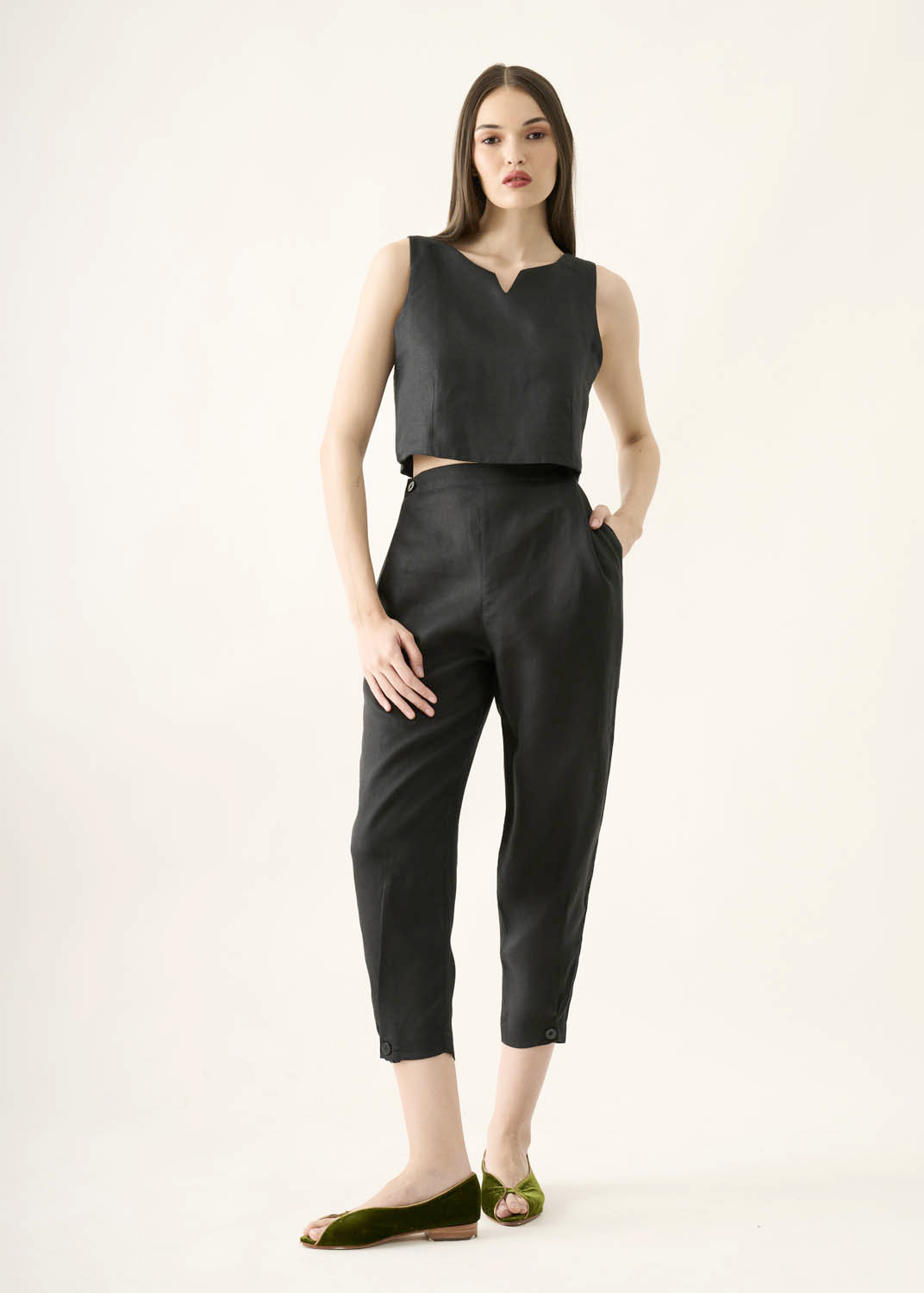 Cropped V Linho Liso