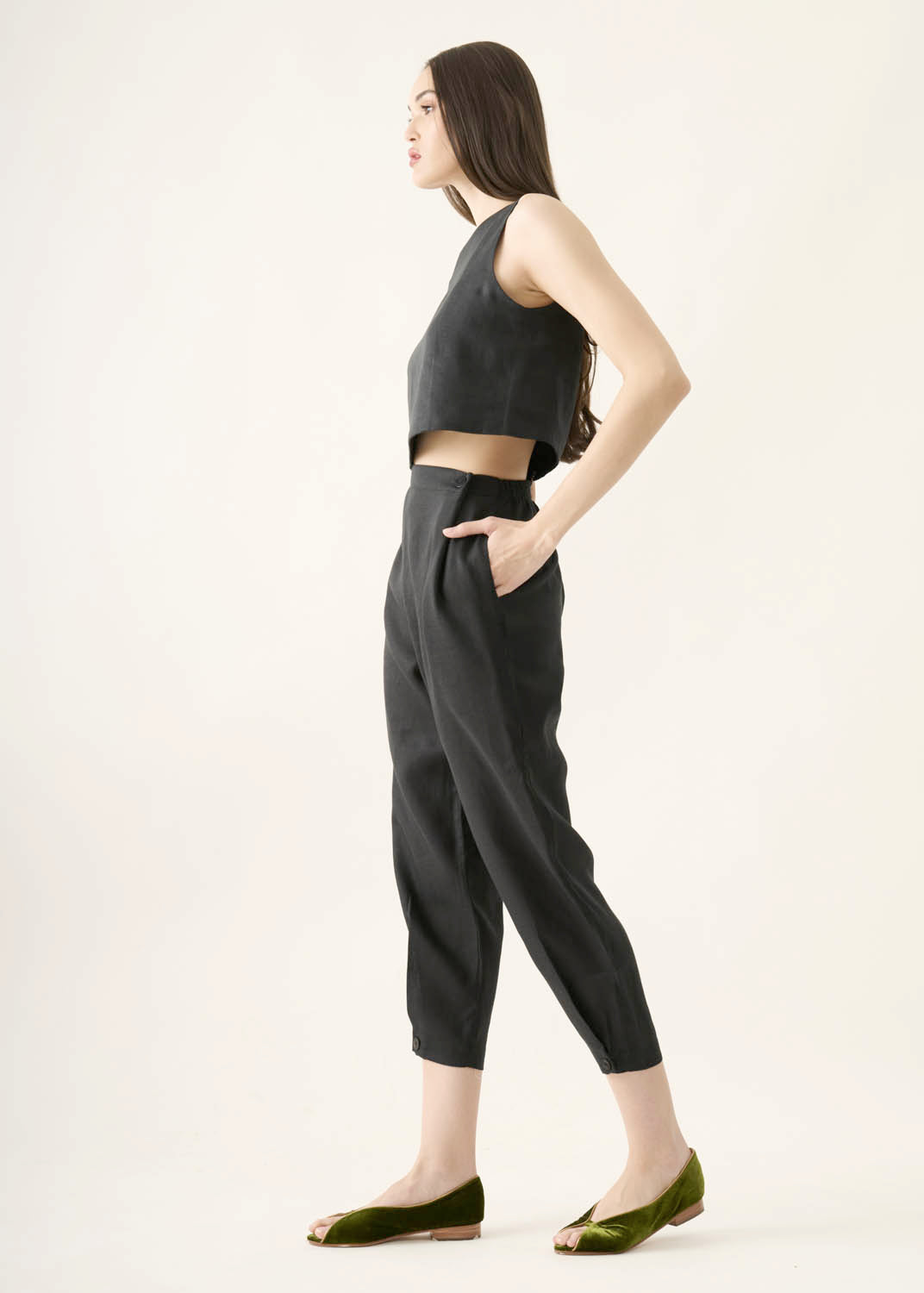 Cropped V Linho Liso