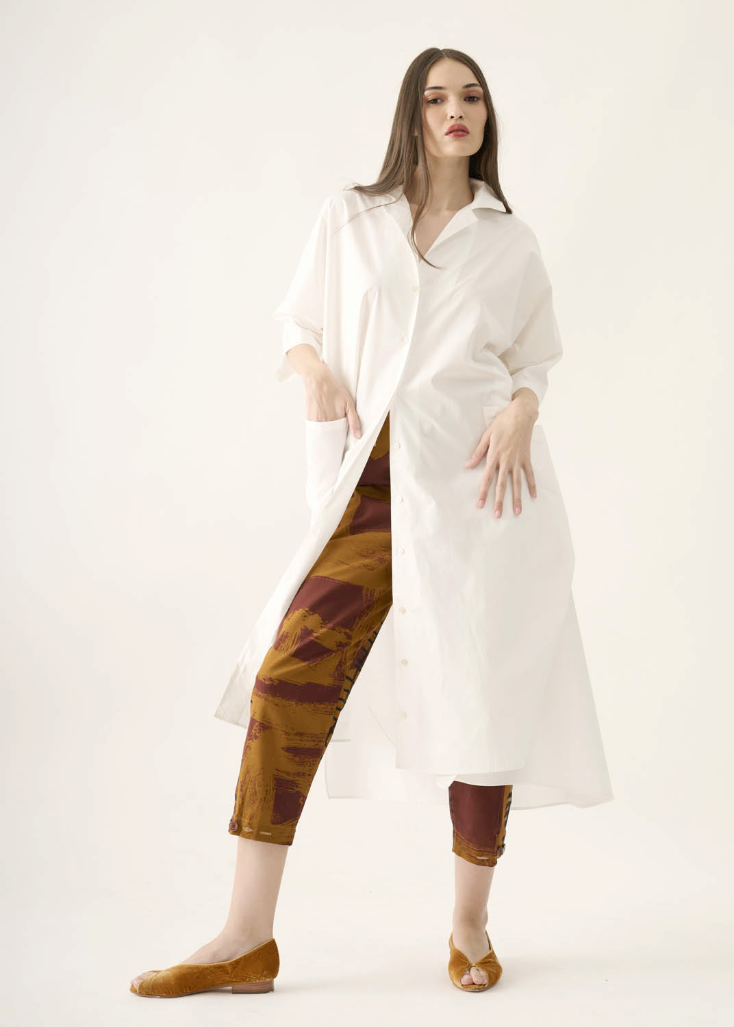 Chemise Retangulo Algodão Liso