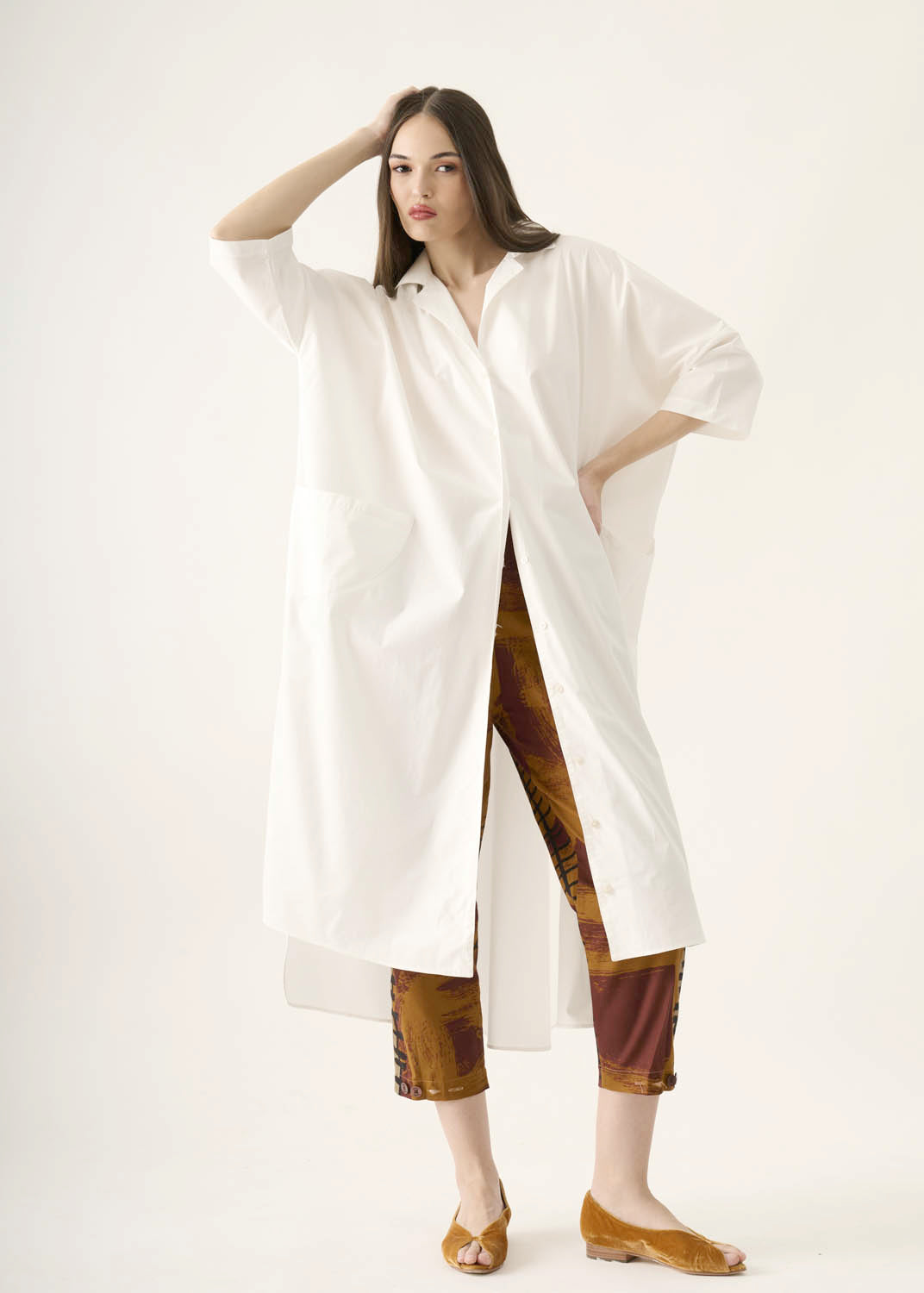 Chemise Retangulo Algodão Liso