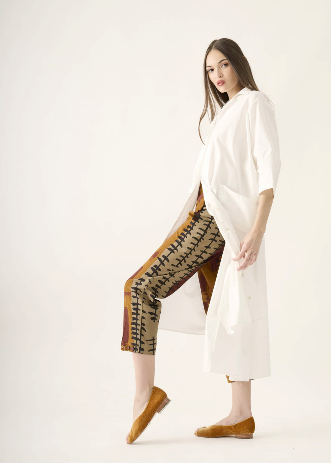 Chemise Retangulo Algodão Liso