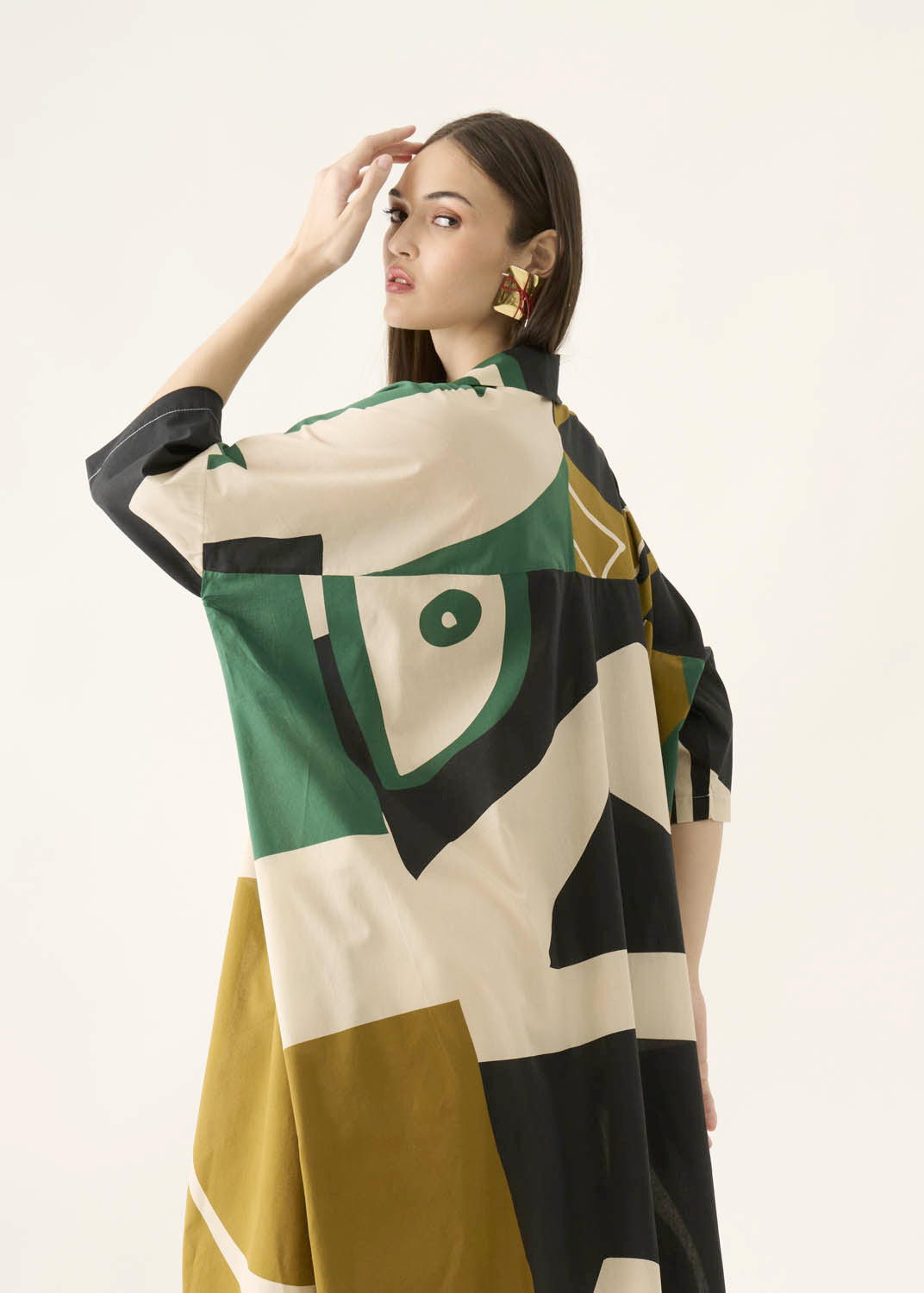 Chemise Retangulo Algodão Estampado