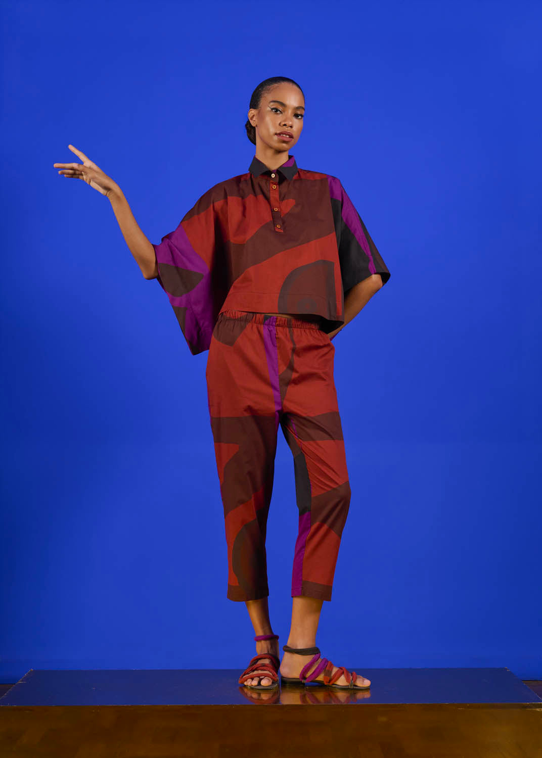 Cropped Marina Algodão Estampado