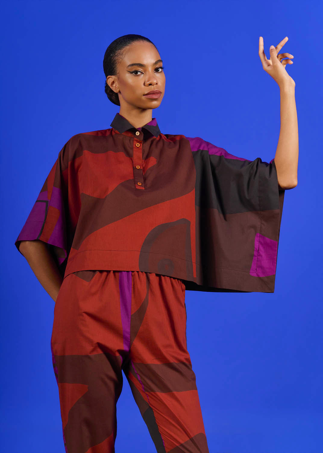 Cropped Marina Algodão Estampado