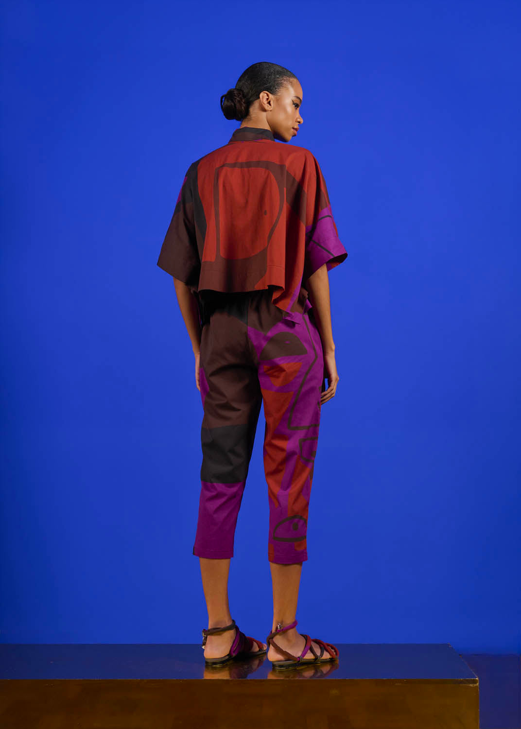 Cropped Marina Algodão Estampado