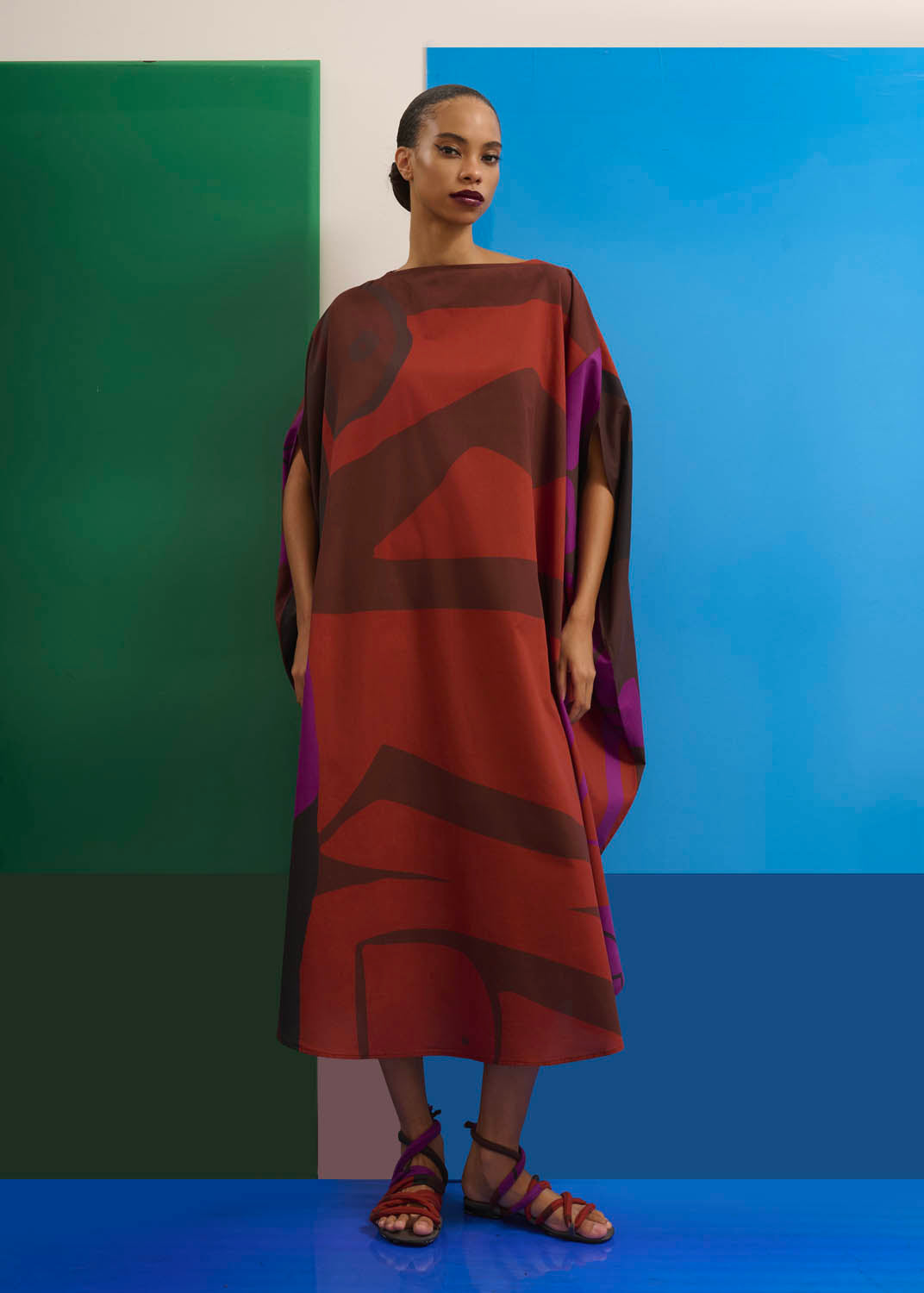 Caftan Bola Longo Algodão Estampado