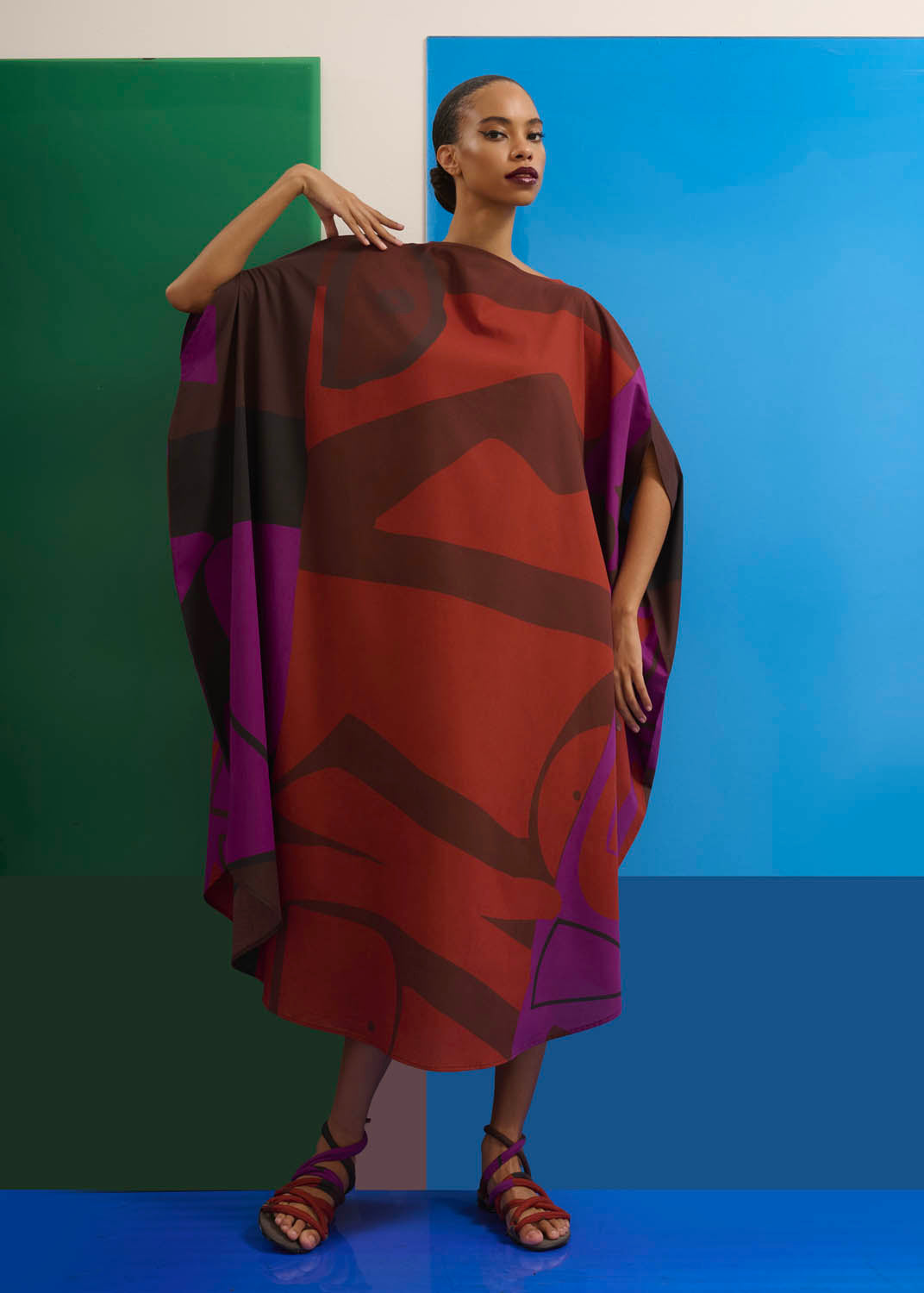 Caftan Bola Longo Algodão Estampado