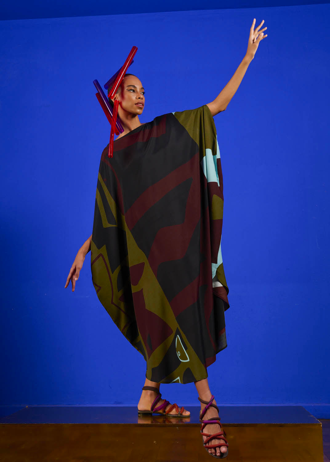 Caftan Bola Longo Viscose Estampado
