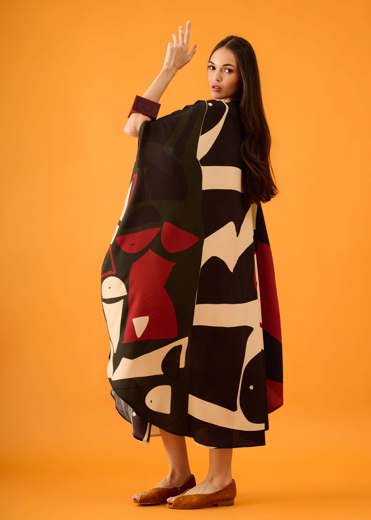 Caftan Bola Longo Viscose Estampado