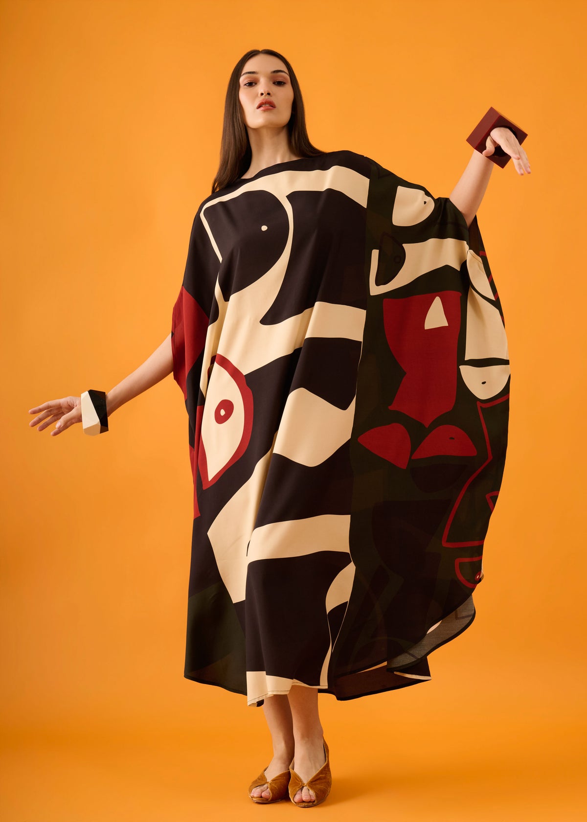 Caftan Bola Longo Viscose Estampado