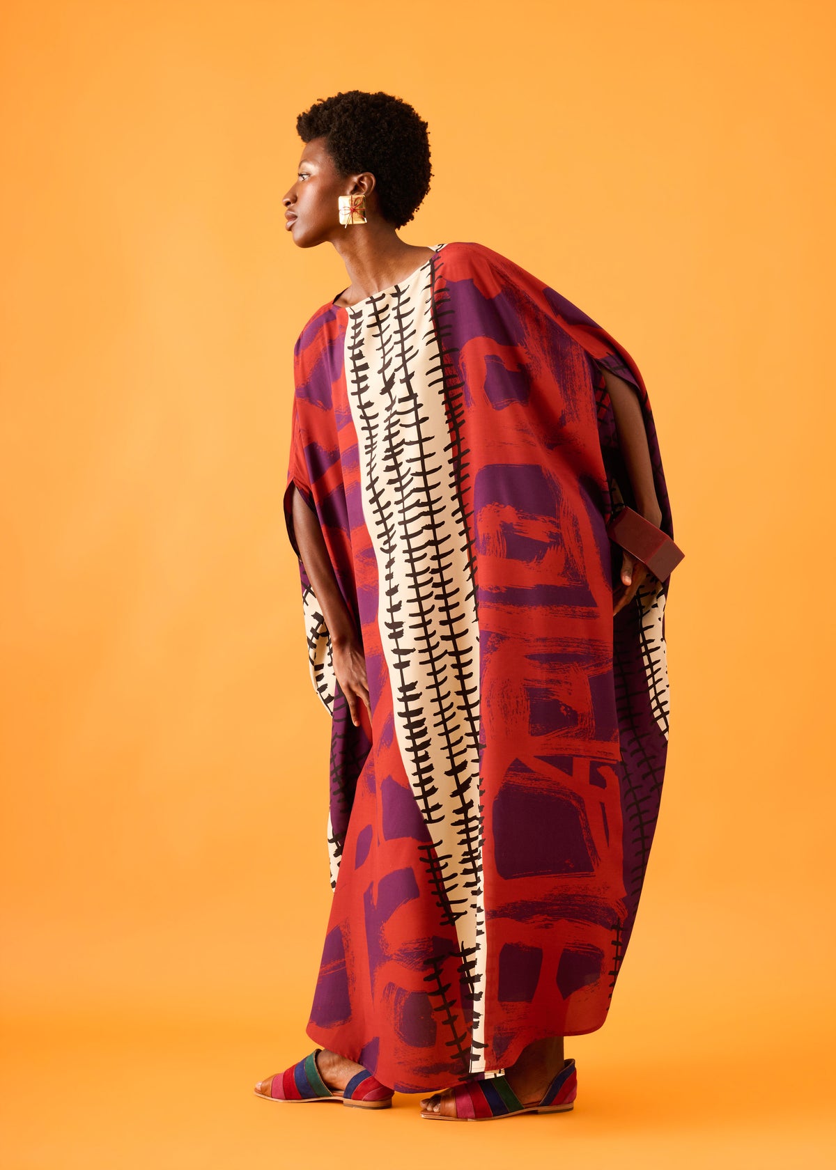 Caftan Bola Longo Viscose Estampado