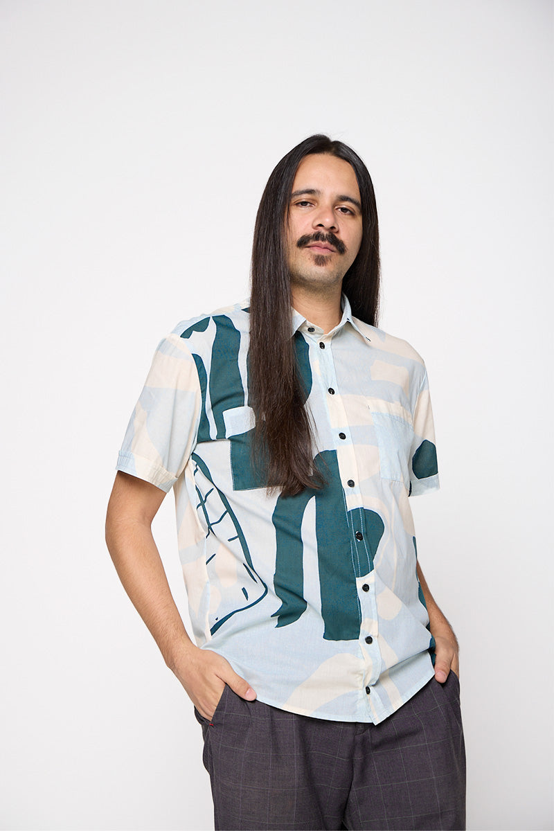 Camisa Manga Curta Algodão Estampado