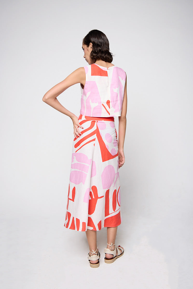 Cropped Drink Linho Estampado