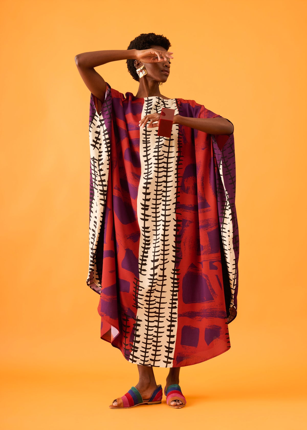 Caftan Bola Longo Viscose Estampado