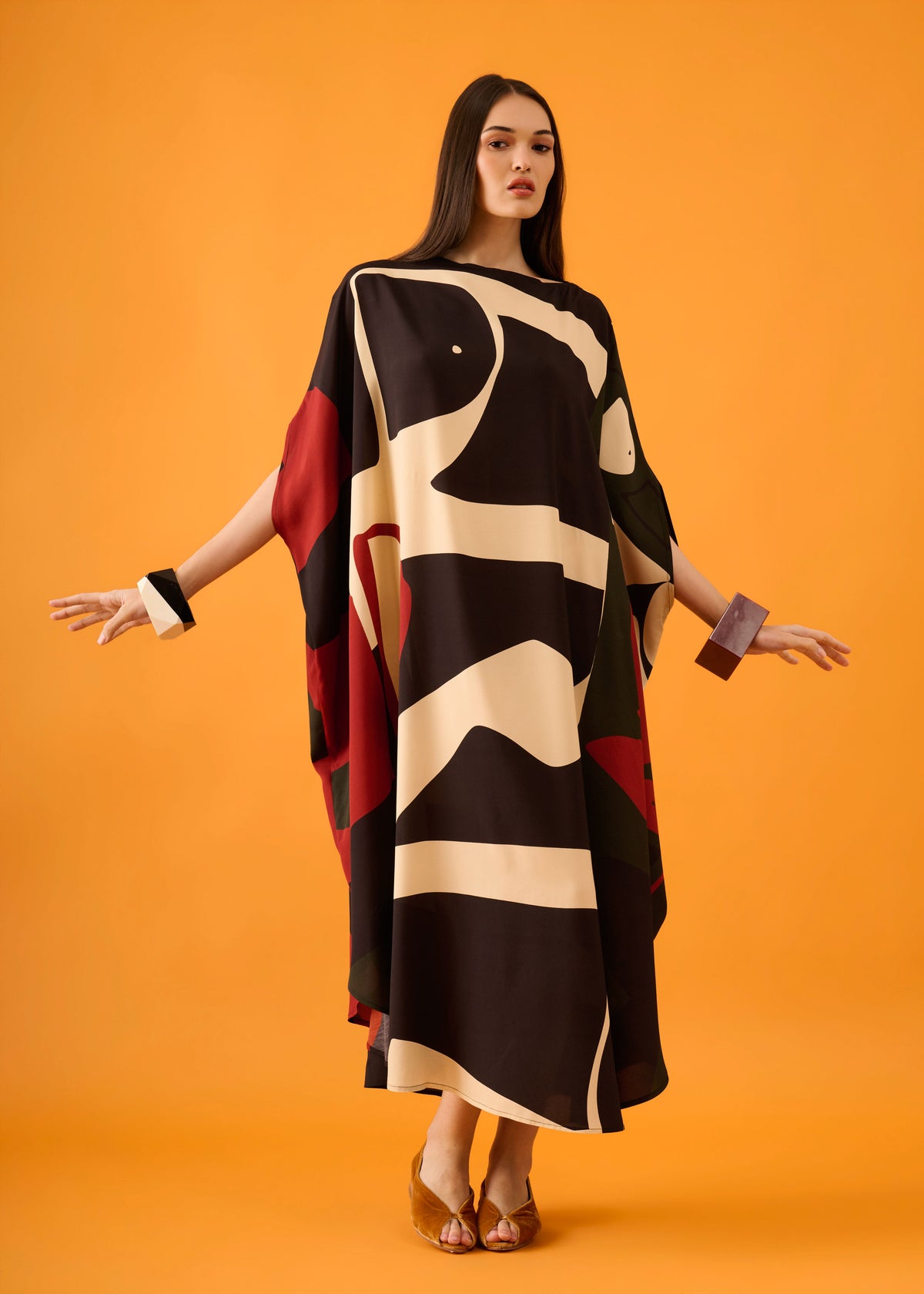 Caftan Bola Longo Viscose Estampado