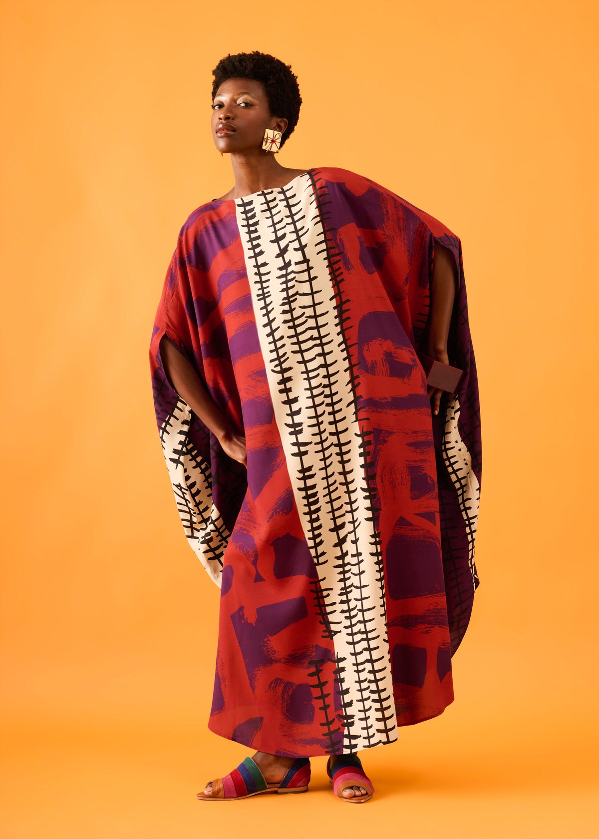 Caftan Bola Longo Viscose Estampado