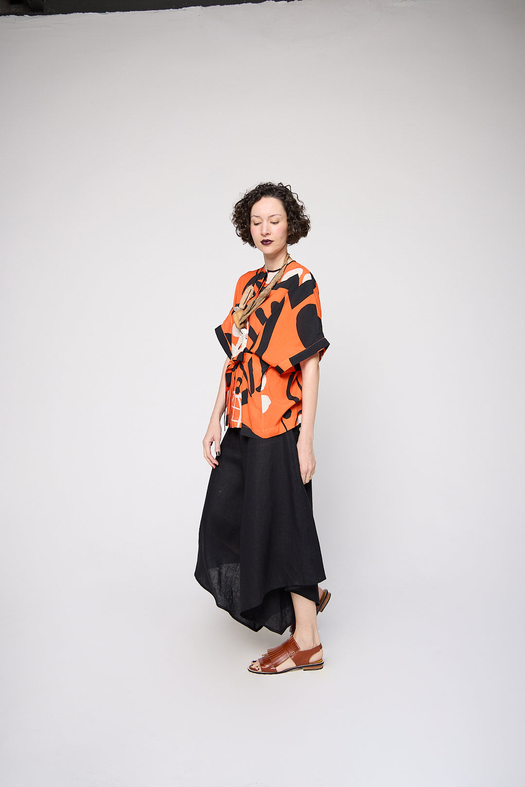 Top Dobradura Crepe Estampado