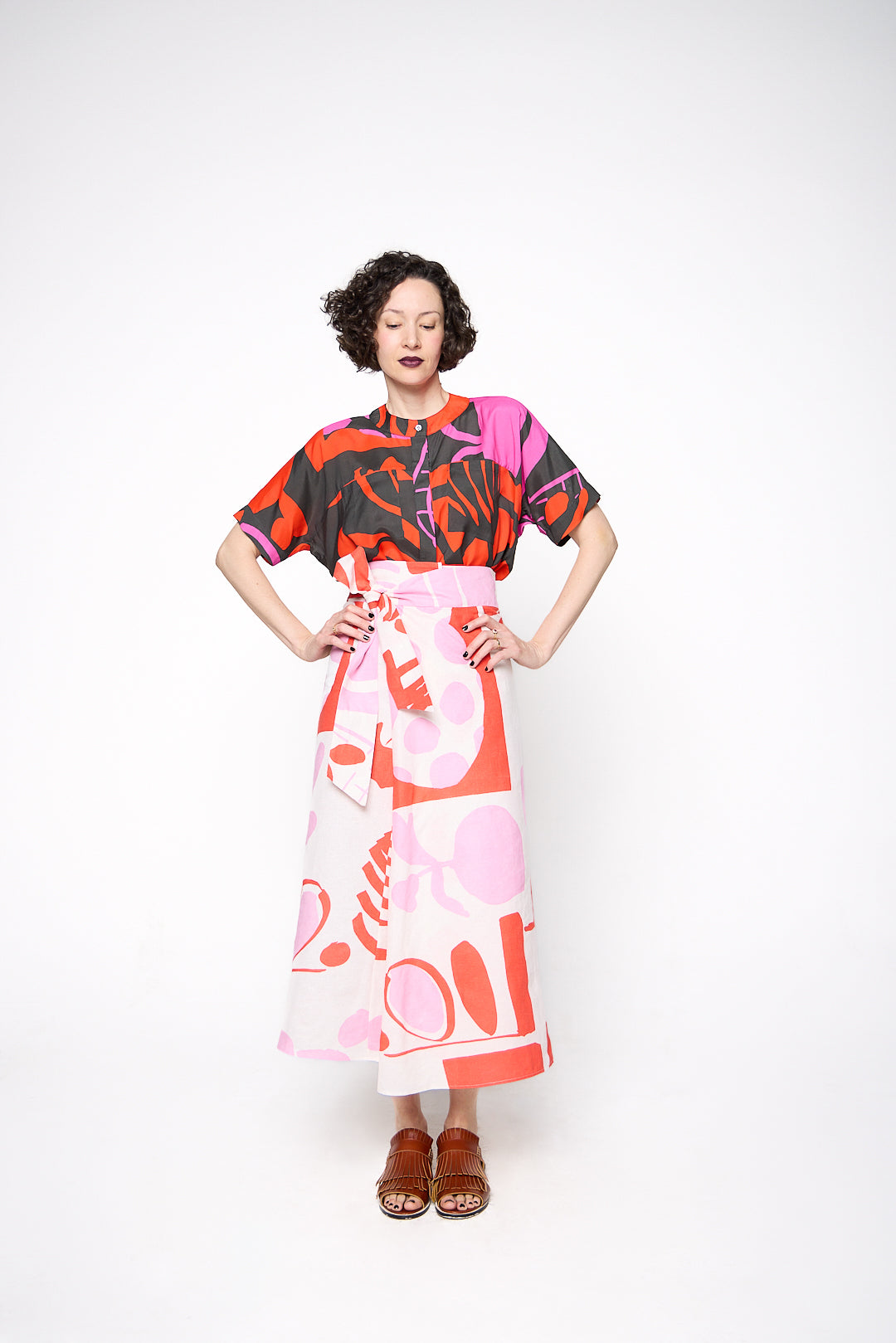 Saia Dobradiça Linho Estampado